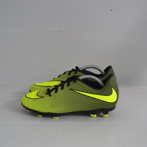 Nike FG Soccer Cleats Neon Yellow Green Kid's 4.5 Bravata II Black Athletic - Picture 1 of 8